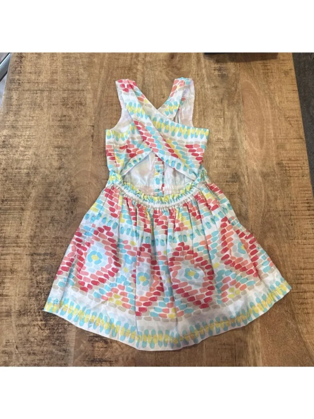 Gymboree Dress Girl 5 Pink Orange Green Blue Dots Striped dress SUMMER Lined